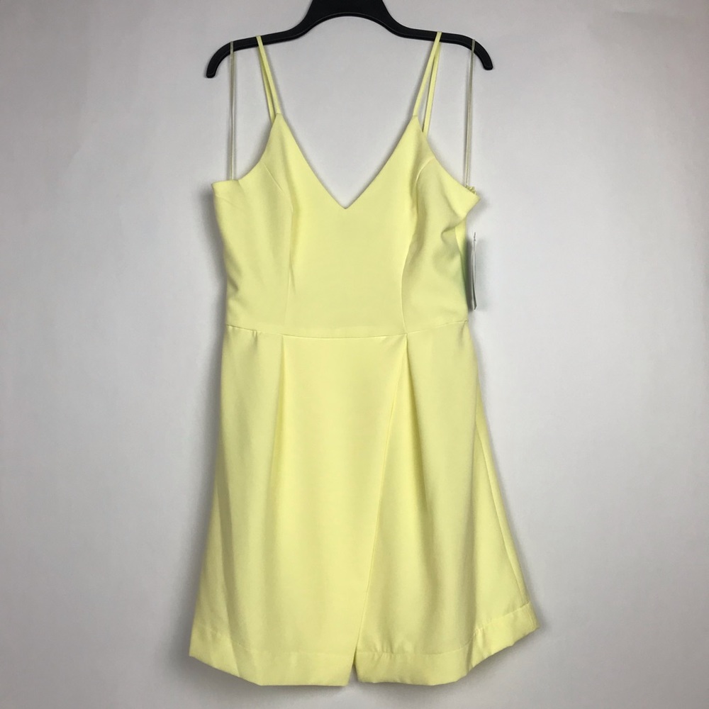 GB Spaghetti Straps V-Neck Yellow Swing Dress